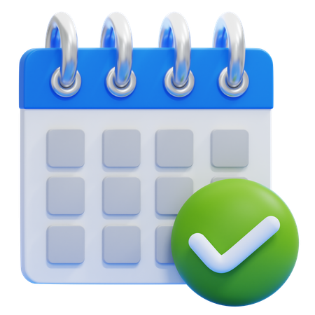 Calendar With A Checkmark  3D Icon