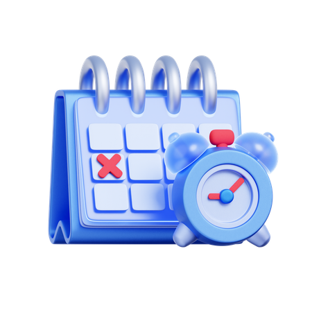 알람 시계가 있는 달력  3D Icon