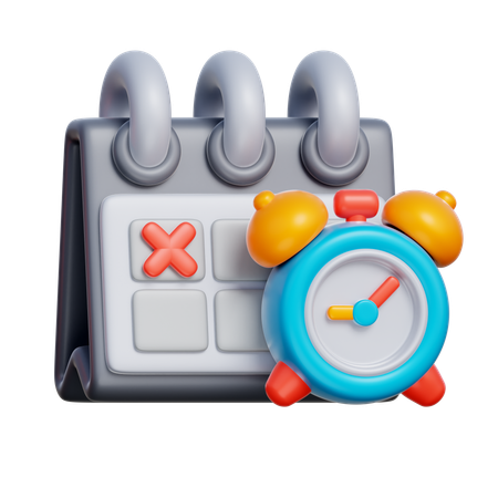Calendar with Alarm Clock  3D Icon