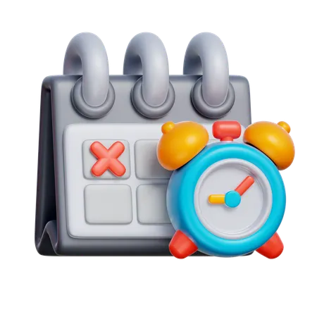 Calendar with Alarm Clock  3D Icon