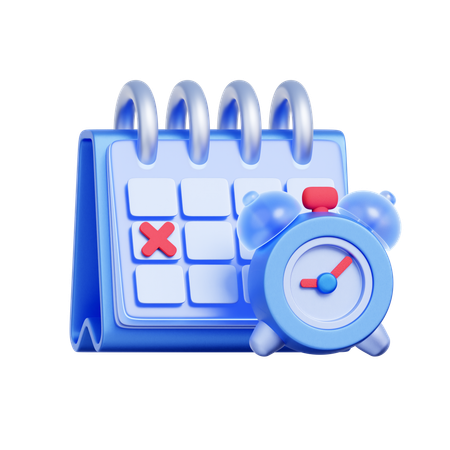 Calendar With Alarm Clock  3D Icon