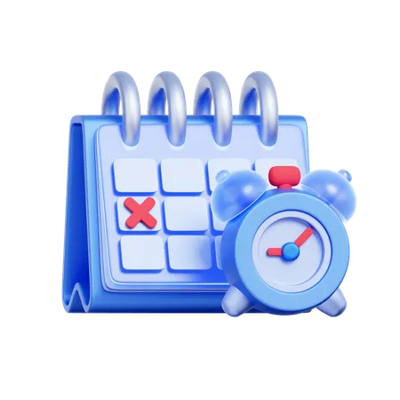 Calendar With Alarm Clock  3D Icon