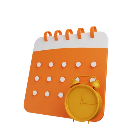 Calendar with alarm clock  3D Illustration