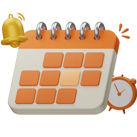 Calendar With Bell  3D Icon