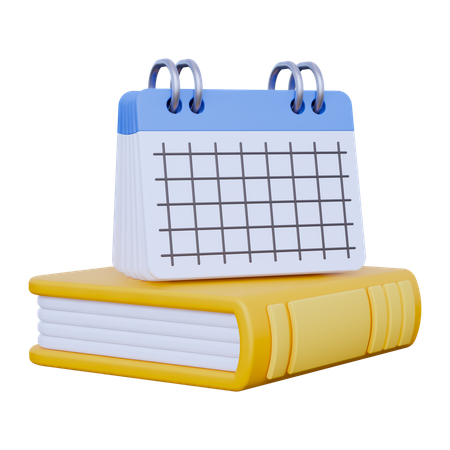 Calendar with Book  3D Icon