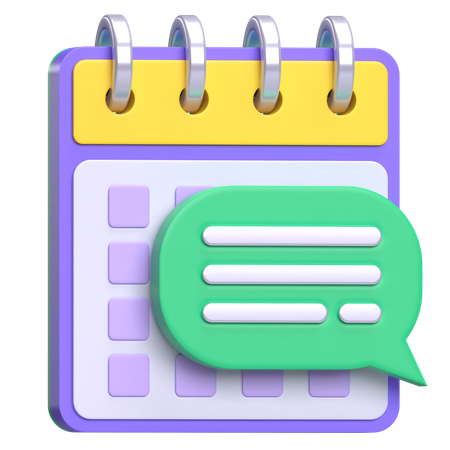 Calendar With Bubble Chat  3D Icon