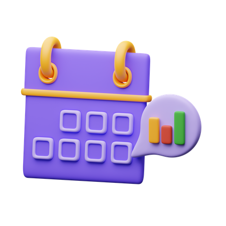 Calendar with chart  3D Icon