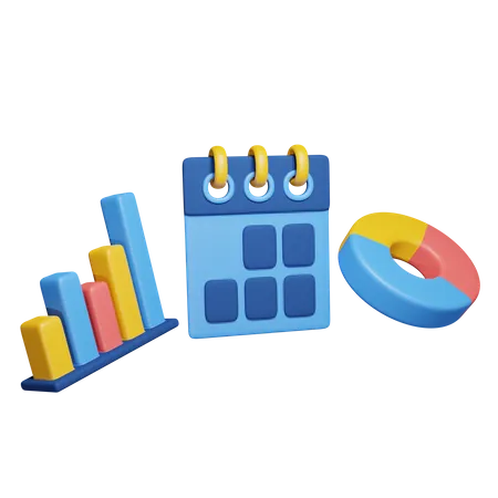 Calendar With Chart  3D Icon