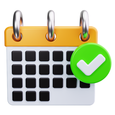 Calendar with Check Marks  3D Icon