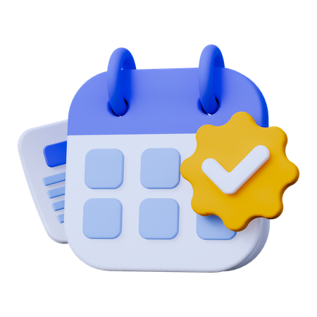 Calendar with Checkmark Badge  3D Icon