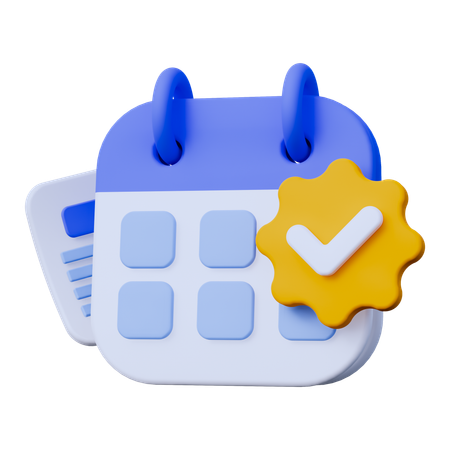Calendar with Checkmark Badge  3D Icon