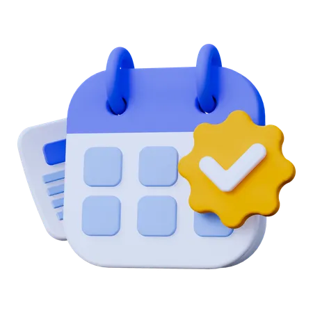 Calendar with Checkmark Badge  3D Icon