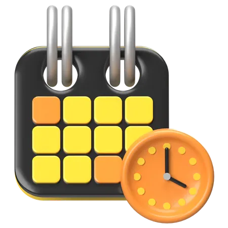 Calendar With Clock  3D Icon