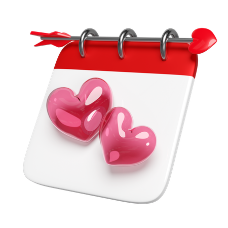 Calendar with double heart  3D Icon