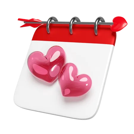 Calendar with double heart  3D Icon