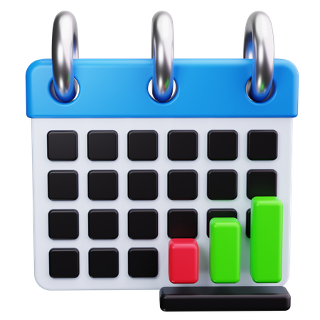 Calendar With Graph  3D Icon