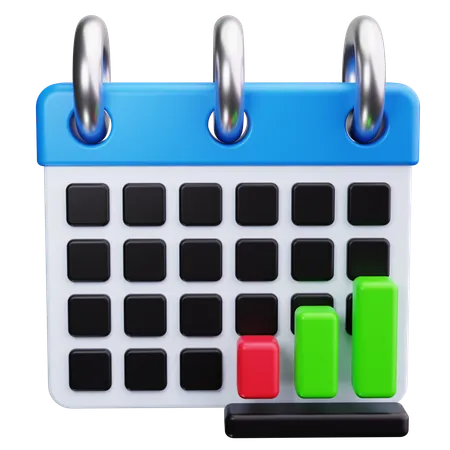 Calendar With Graph  3D Icon