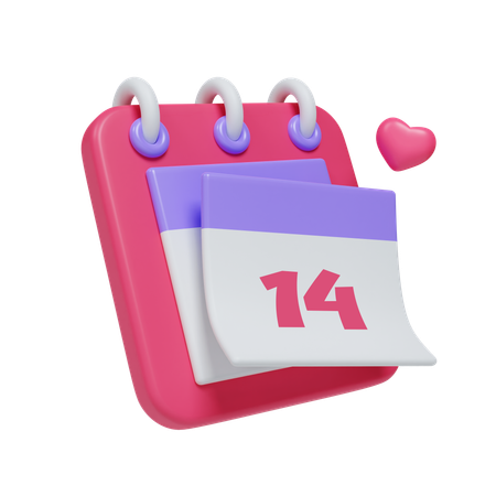 Calendar With Heart  3D Icon