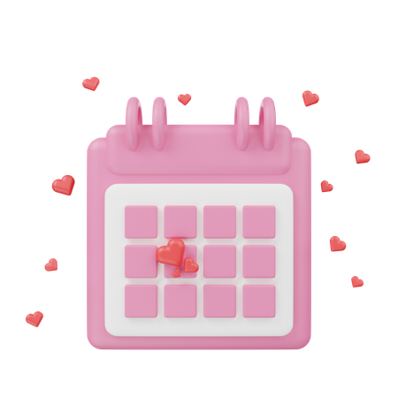 Calendar With Heart Shapes  3D Icon