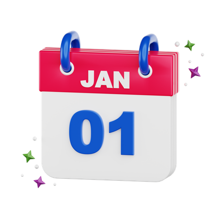 Calendario 1 de enero  3D Icon