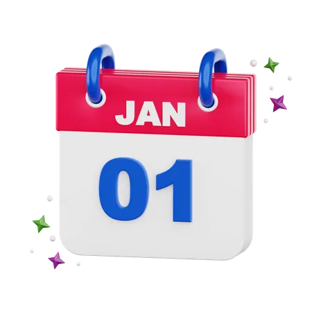 Calendario 1 de enero  3D Icon