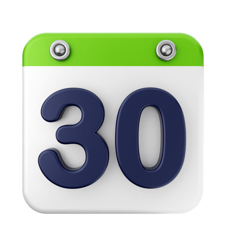 Calendario número 30  3D Icon