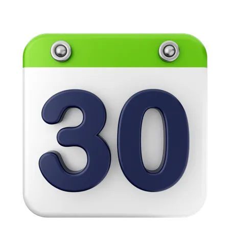 Calendario número 30  3D Icon