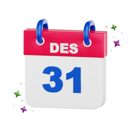 Calendário 31 de dezembro  3D Icon