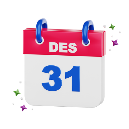 Calendario 31 de diciembre  3D Icon