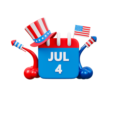 Calendario del cuatro de julio  3D Icon