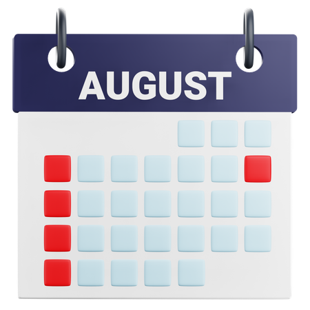 Calendário de agosto  3D Icon