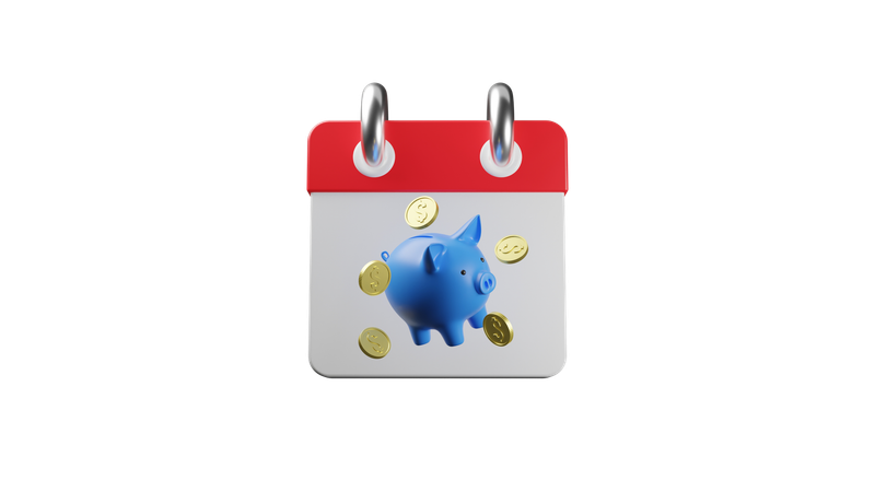 Calendario ahorrando dinero  3D Icon