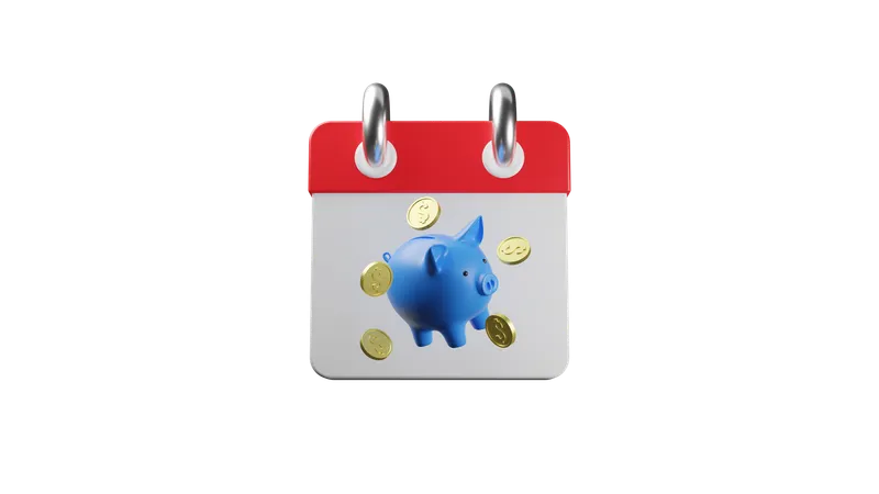 Calendario ahorrando dinero  3D Icon