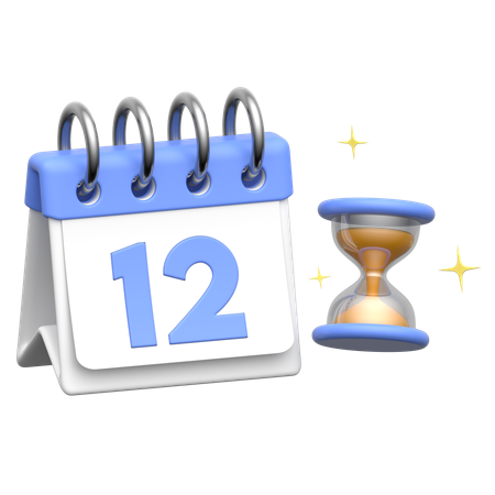 Calendário com ampulheta  3D Icon