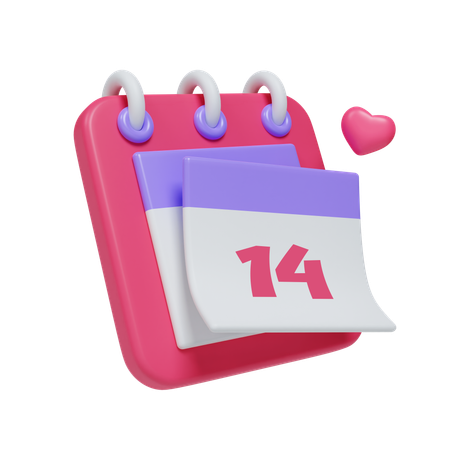 Calendário com coração  3D Icon