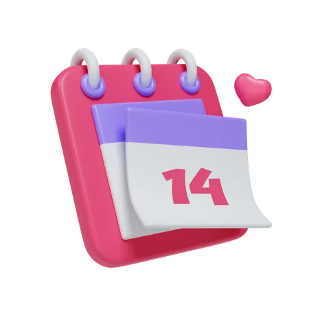 Calendário com coração  3D Icon