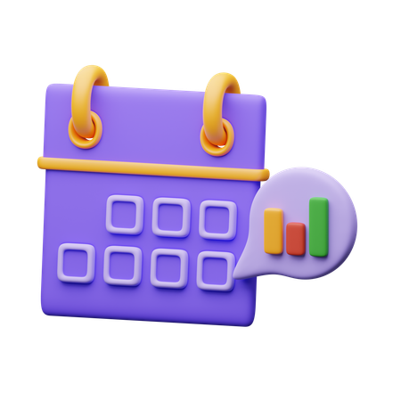 Calendário com gráfico  3D Icon