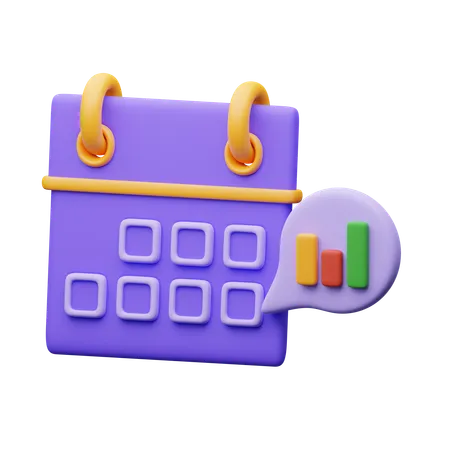 Calendário com gráfico  3D Icon