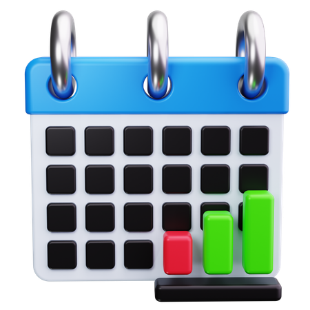 Calendário com gráfico  3D Icon