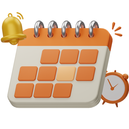 Calendário com sino  3D Icon