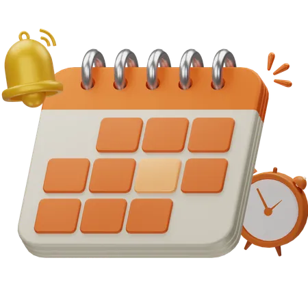 Calendário com sino  3D Icon