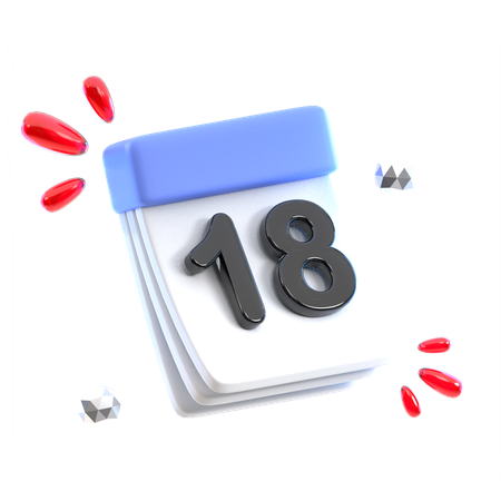 Data do calendário 18  3D Icon