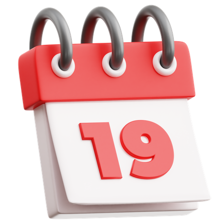 Data do calendário 19  3D Icon