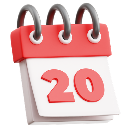 Data do calendário 20  3D Icon