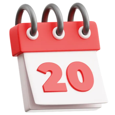 Data do calendário 20  3D Icon