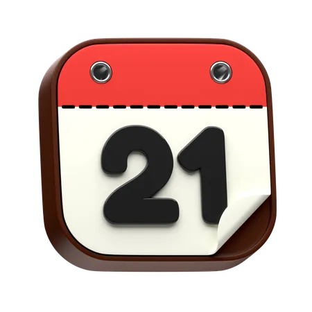 Data do calendário 21  3D Icon