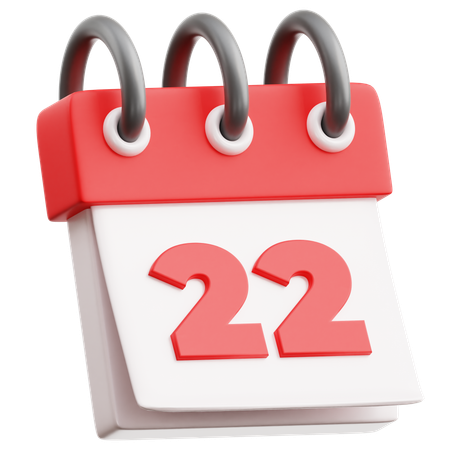 Data do calendário 22  3D Icon