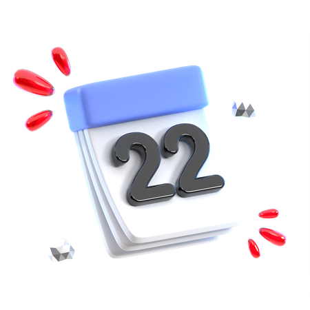 Data do calendário 22  3D Icon