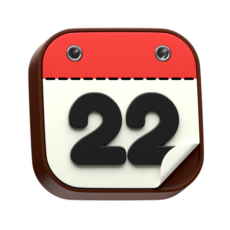 Data do calendário 22  3D Icon