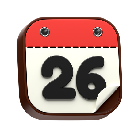 Data do calendário 26  3D Icon